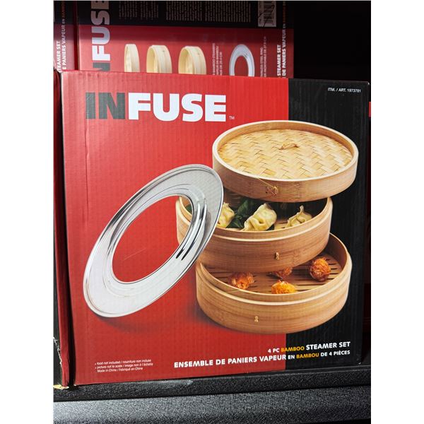 New 4pc Bamboo steamer set
