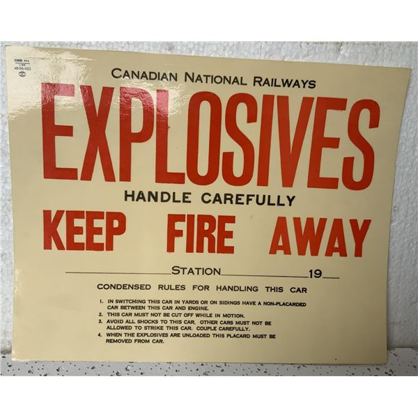 CNR Explosives Sign