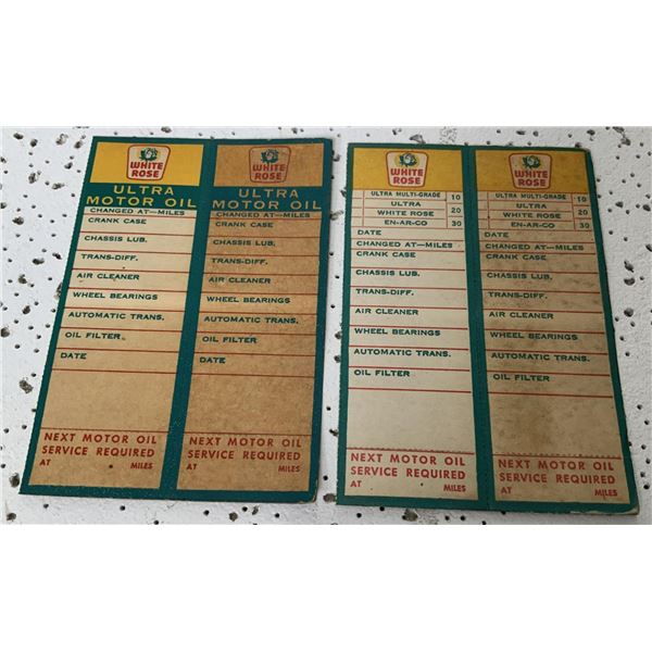 White Rose Oil Change Stickers. Both Different