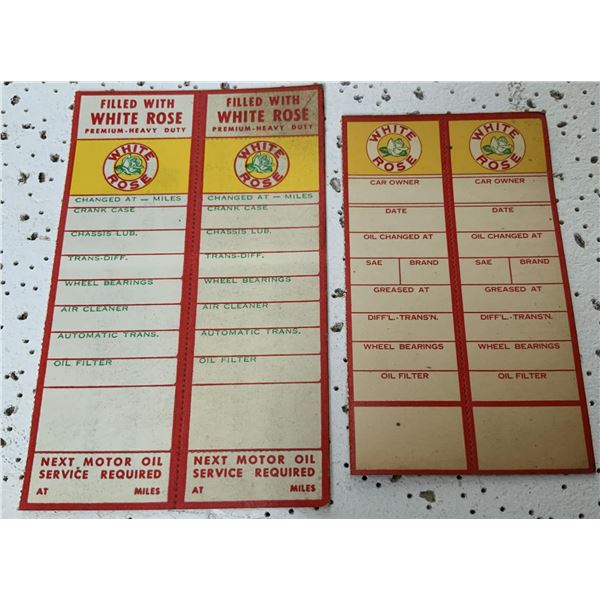 White Rose Oil Change Stickers Both Different