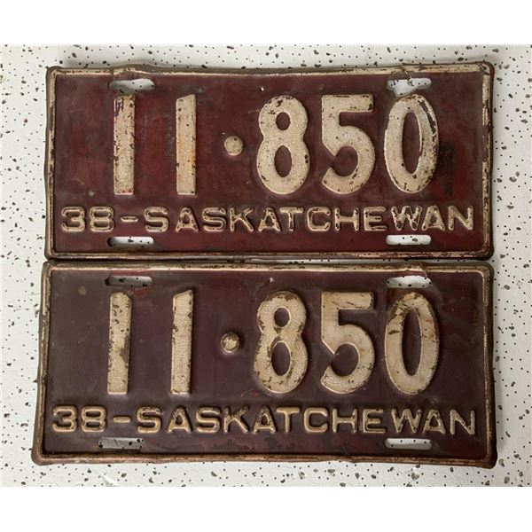 1938 Saskatchewan Matched License Plates