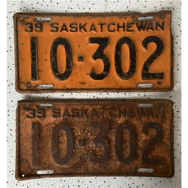 1939 Saskatchewan Matched License Plates