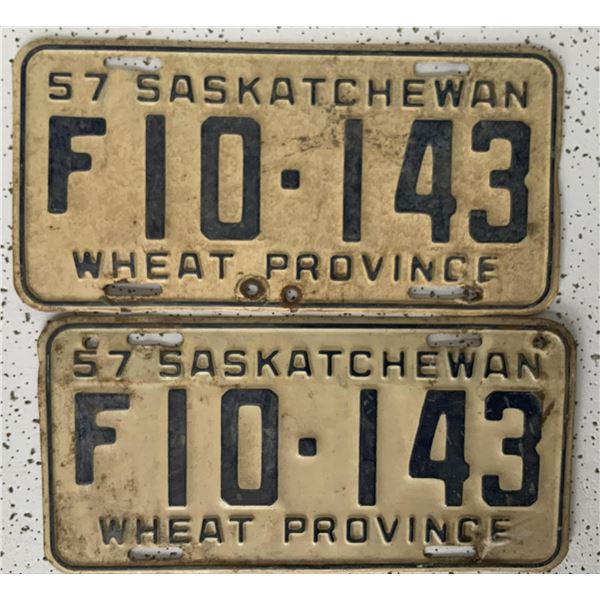 1957 Saskatchewan Matched License Plates