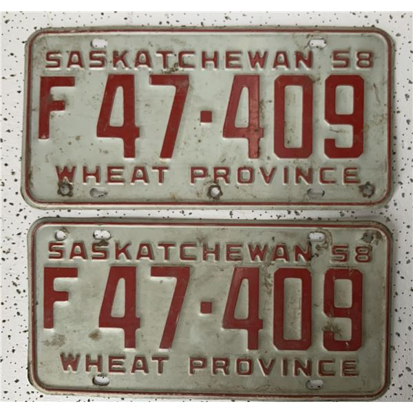 1958 Saskatchewan Matched License Plates