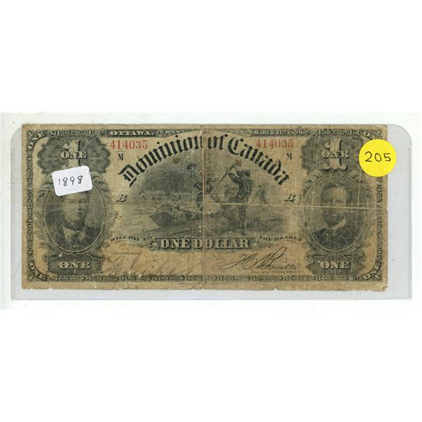 1898 Dominion of Canada One Dollar.