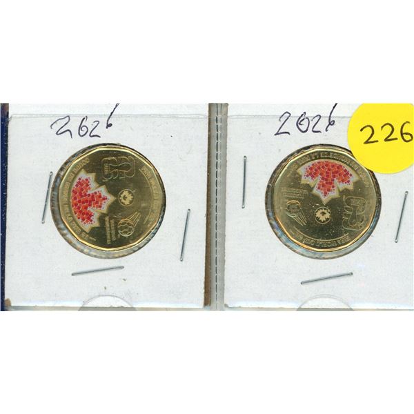 (2) 2027 Canadian One Dollar - Honoring the FIFA World Cup - Coloured.