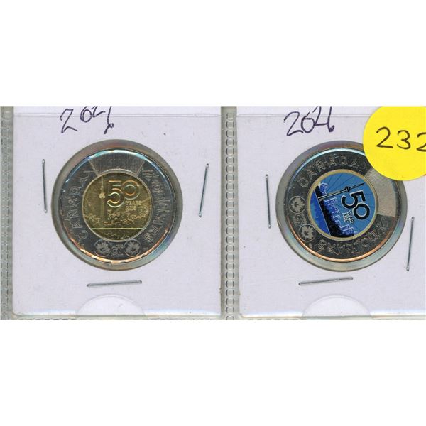 2026 Canadian Two Dollar - 50th anniversary of the CN Tower - Coloured and Uncoloured.