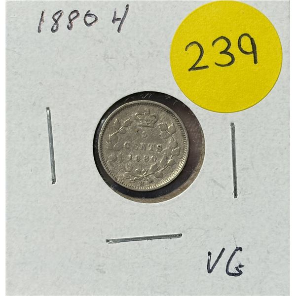1880 H Canada Silver 5 Cents.