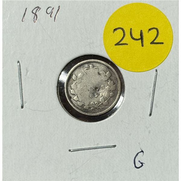 1891 Canada Silver 5 Cents.