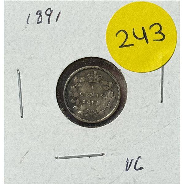 1891 Canada Silver 5 Cents.