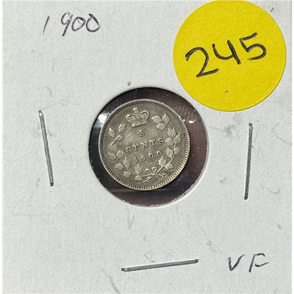 1900 Canada Silver 5 Cents.