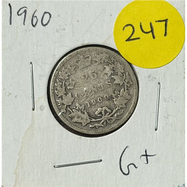 1960 Canada Silver 25 Cents.