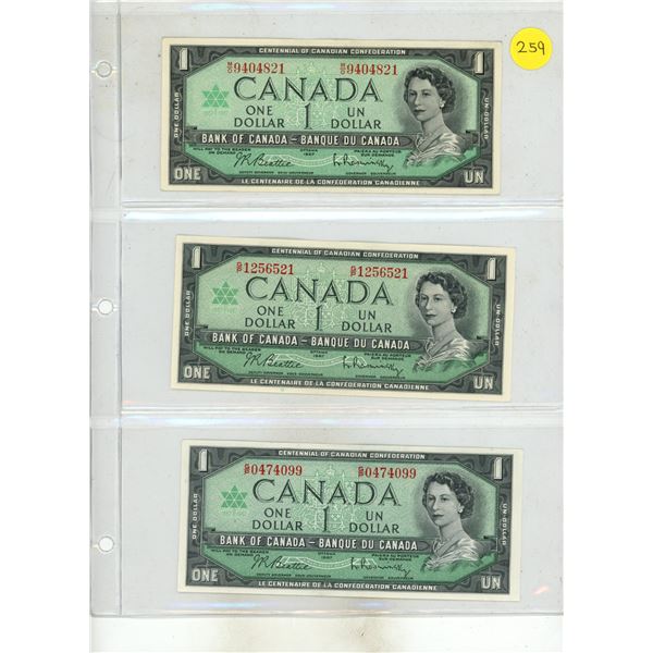 (3) 1967 Canada One Dollar.