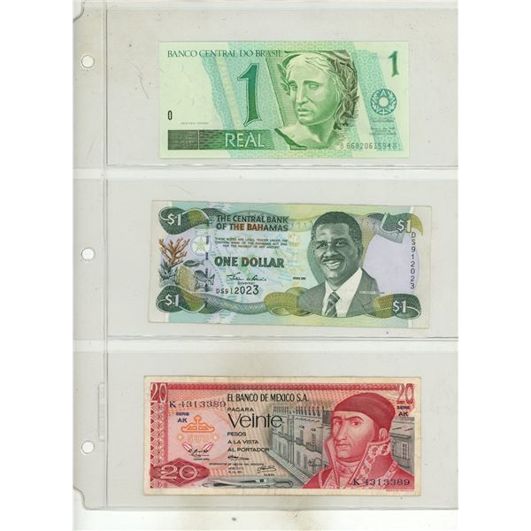 (5) Sheets of Foreign Currency Notes. (Total  15 Notes)