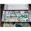 Image 2 : Jewelry Box with Turquoise Toned Fashion Jewelry (insert mechanism has some damage)