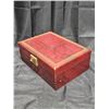 Image 8 : Jewelry Box with Turquoise Toned Fashion Jewelry (insert mechanism has some damage)