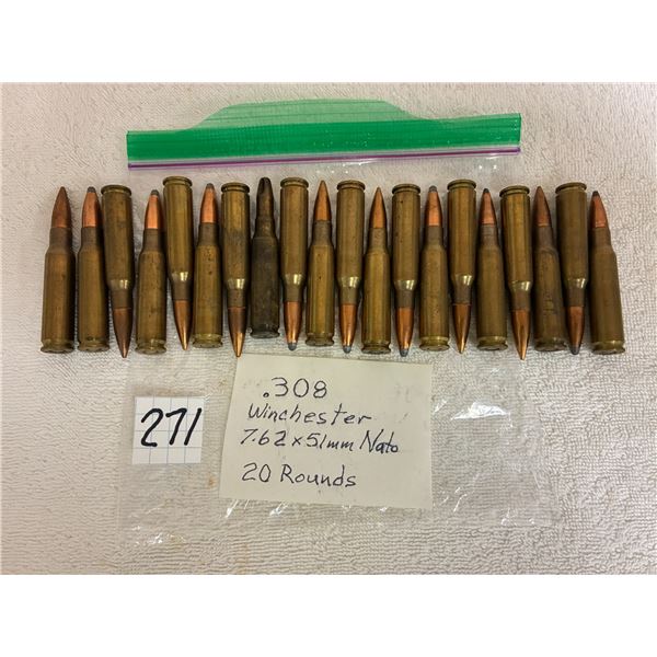(20) .308 Winchester 7.62x51mm Nato Ammunition