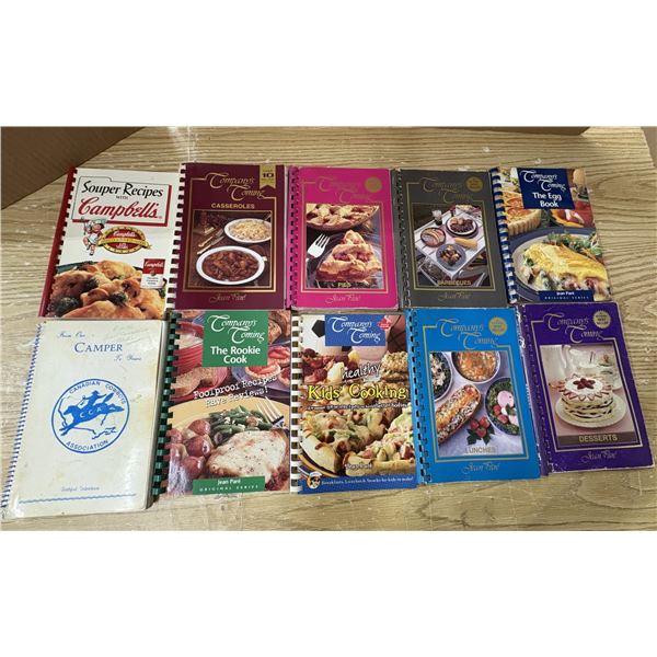 (8) Companies Coming Cook Books, (1) Canadian Cowboys, and (1) Soup Recipes