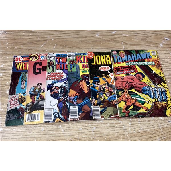 (6) Comics Gun Fighters Vel #54 1979, Two Gun Kid #136 1977, Kid Colt Outlaw #220 1977, Jonch Hex #1
