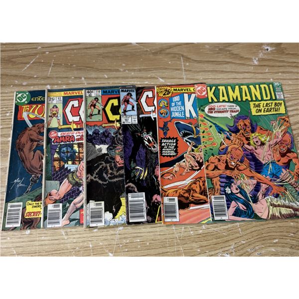 (6) Comics Kamandi #51 1978, Warlord 35 1977, Conan #63 1976, Conan #110 1980, Conan #201 1987, and 