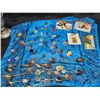 Image 9 : (2) Cast Aluminum Chalices & Religious Keepsake Tin w/ Collector Spoons, Pins, etc.