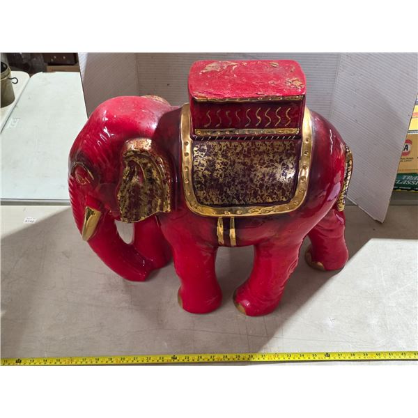 Red ceramic elephant statue- 23"L by 20"H