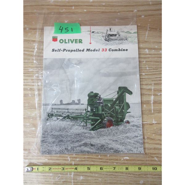 Oliver Self Propelled Model 33 Combine Booklet