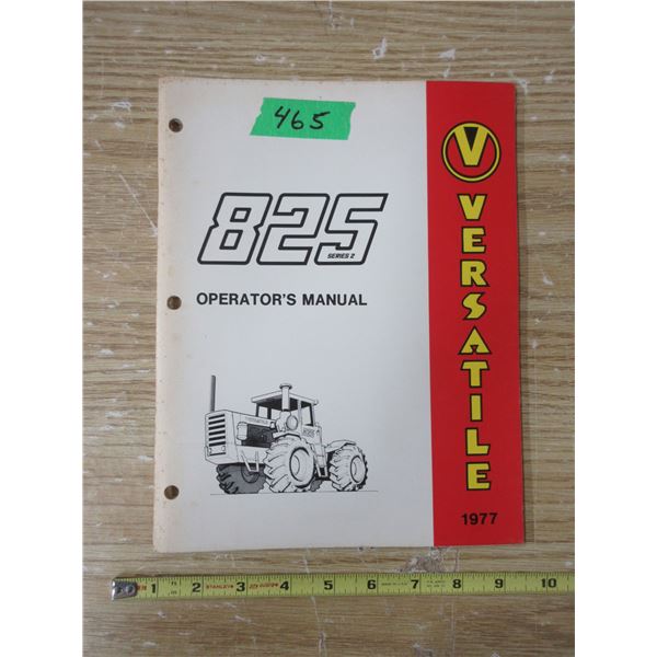Versatile 825 Operators Manual 1977