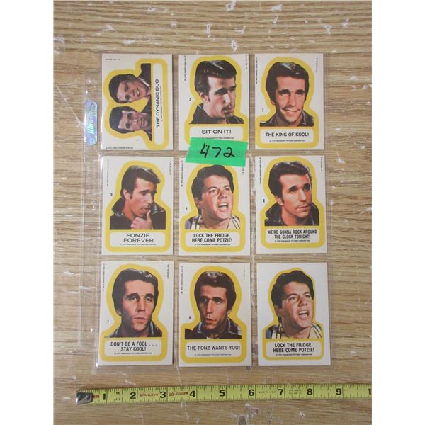 (9) 1976 Happy Day Sticker Cards