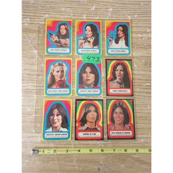 (9) 1977 Vintage Topps Charlies Angels Sticker Cards