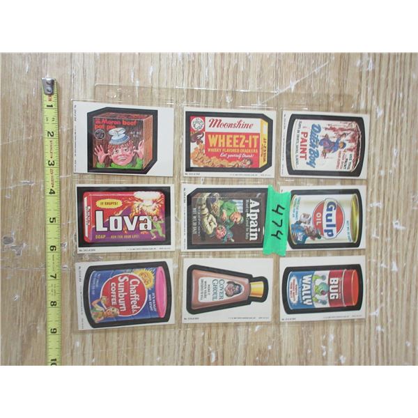 (9) 1980 Topps Wacky Packages Sticker Cards