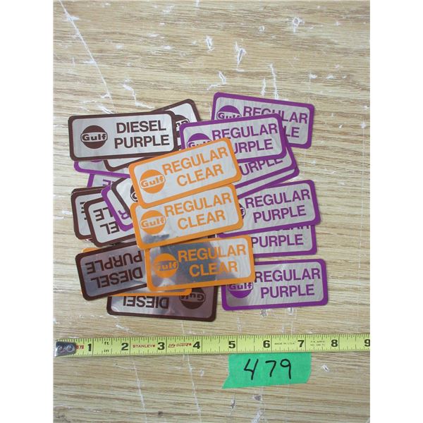 (25) Gulf Decals or Stciker Regular Clear, Disel Purple, and Regular Purple
