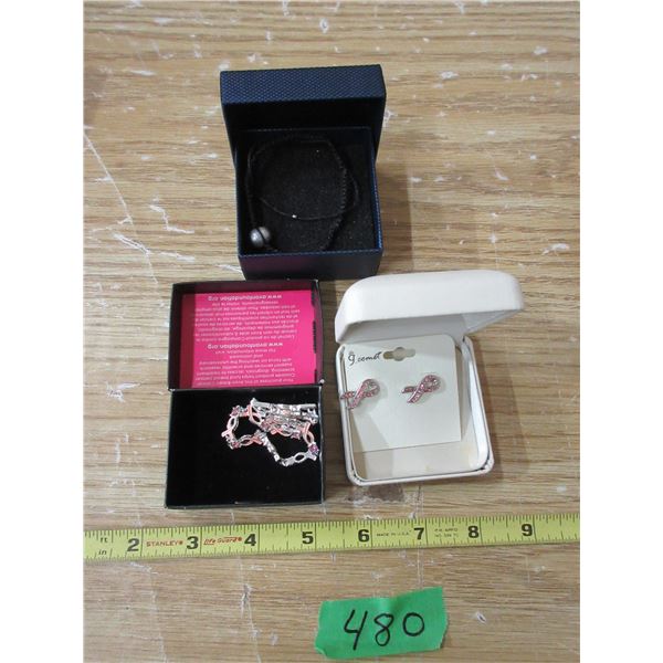 Breast Cancer Crusade Tennis Bracelet, Earrings Misc