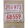 Image 1 : (2) 1971 Sask License Plates