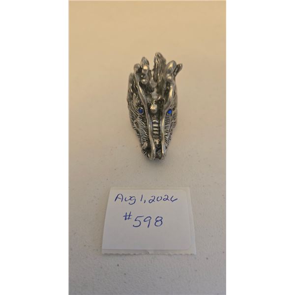 Dragon Ring with Blue Gem Eyes