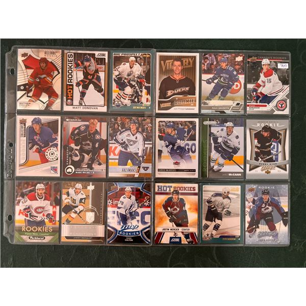 Assorted Rookie Cards - 2 Sheets (18 Hockey Cards)