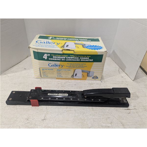 Halogen light fixture, with long reach stapler