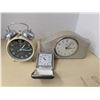 Image 1 : 3 vintage clocks, mini black travel alarm works