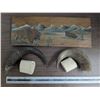 Image 2 : Buffalo painting with two bone pieces and 2 horns