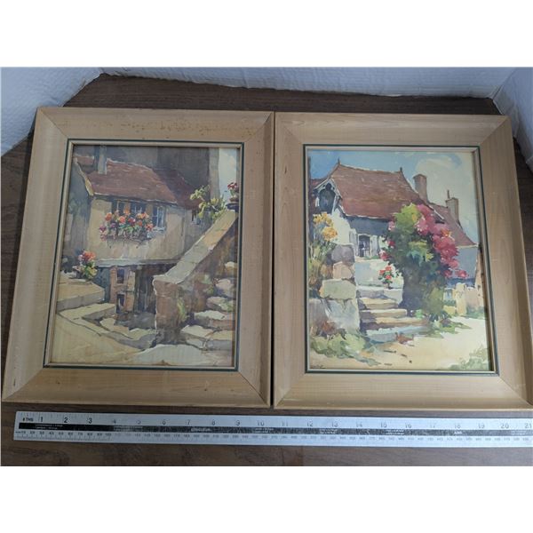 2 Vintage water colors, signature covered by frames