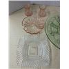 Image 2 : Mixed glass- salt and pepper shakers, green service tray with no base or handle, etc.