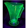 Image 2 : Vintage Uranium Glass pitcher, 7" tall, depression glass,