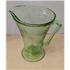 Image 3 : Vintage Uranium Glass pitcher, 7" tall, depression glass,