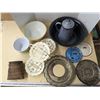 Image 1 : Vintage kitchenware, enamel ware, silver plated plate, folding 3 tier service tray, etc