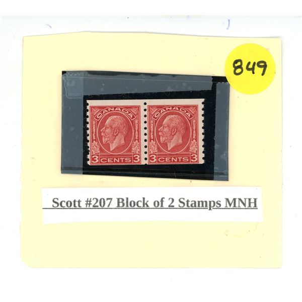 Canada Stamp Scott #207 Block of (2) Stamps MNH