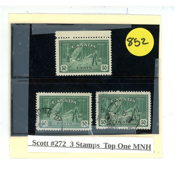 Canada Stamp Scott #272 3 Stamps Top One MNH