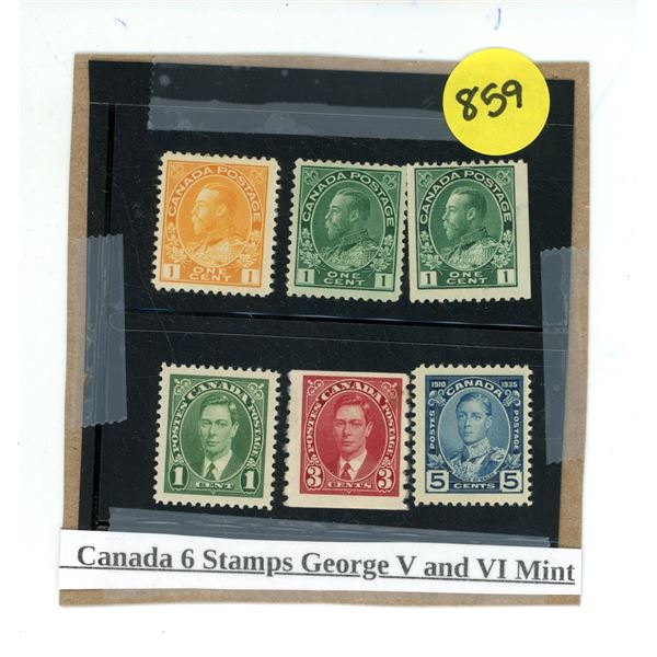 (6) Canada Stamps - George V and VI Mint