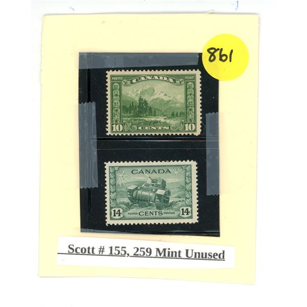 Canada Stamps - Scott #155, #259 Mint Unused