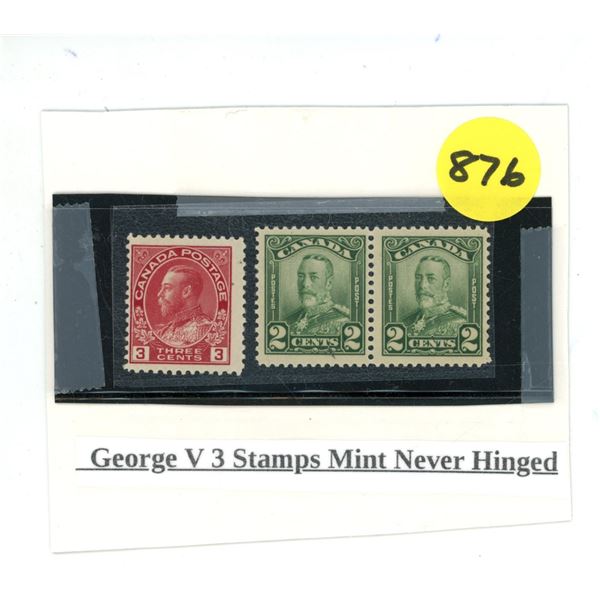 (3) Canada Stamps - George V Mint Never Hinged