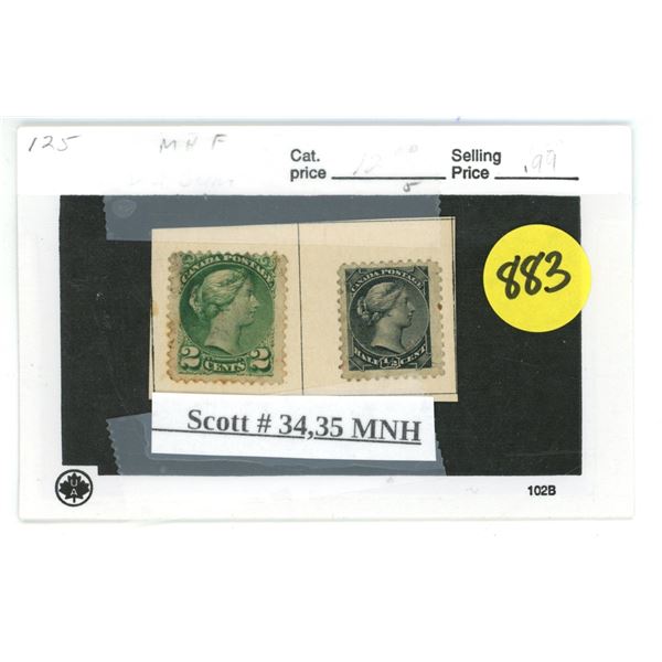 (2) Canada Stamps - Scott #34 & #35 MNH